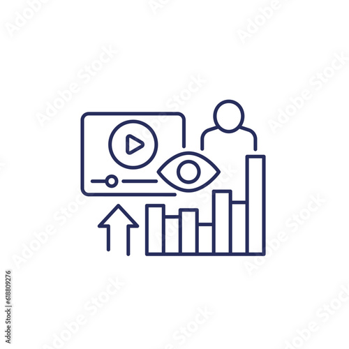 Views analytics and metrics line icon