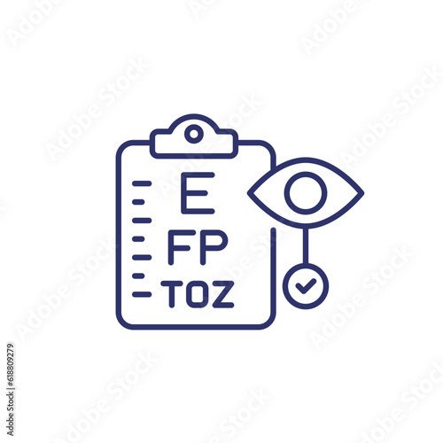 vision acuity and eyesight testing line icon