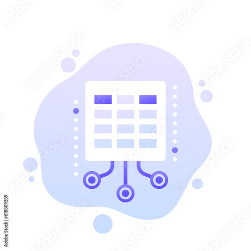 data to spreadsheet icon, vector design
