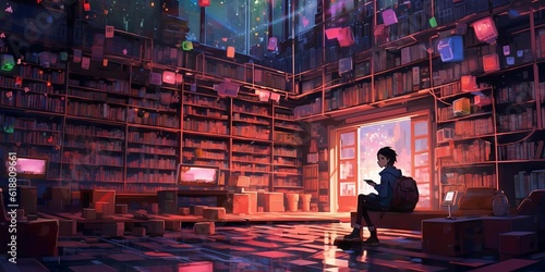 waiting in magical library