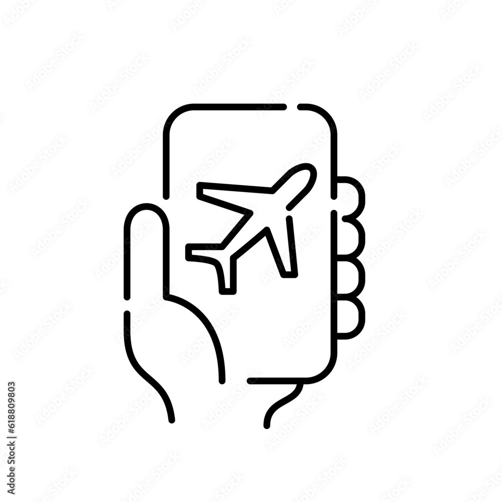 Electronic flight boarding pass. In-app airline ticketing. Pixel perfect, editable stroke icon Electronic flight boarding pass. In-app airline ticketing. Pixel perfect, editable stroke icon