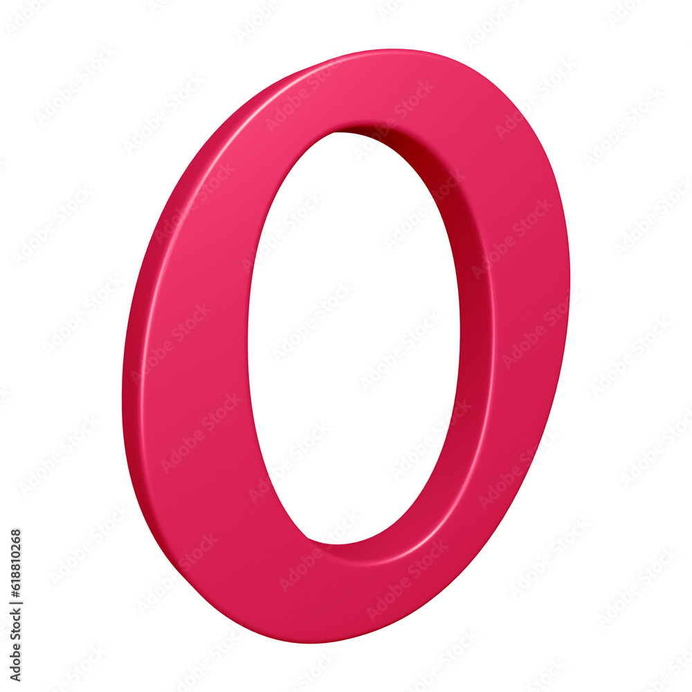 3D pink alphabet letter o for education and text concept 3D pink alphabet letter o for education and text concept