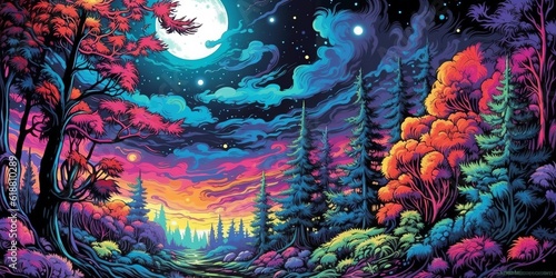 artistic wallpaper colorful forest 