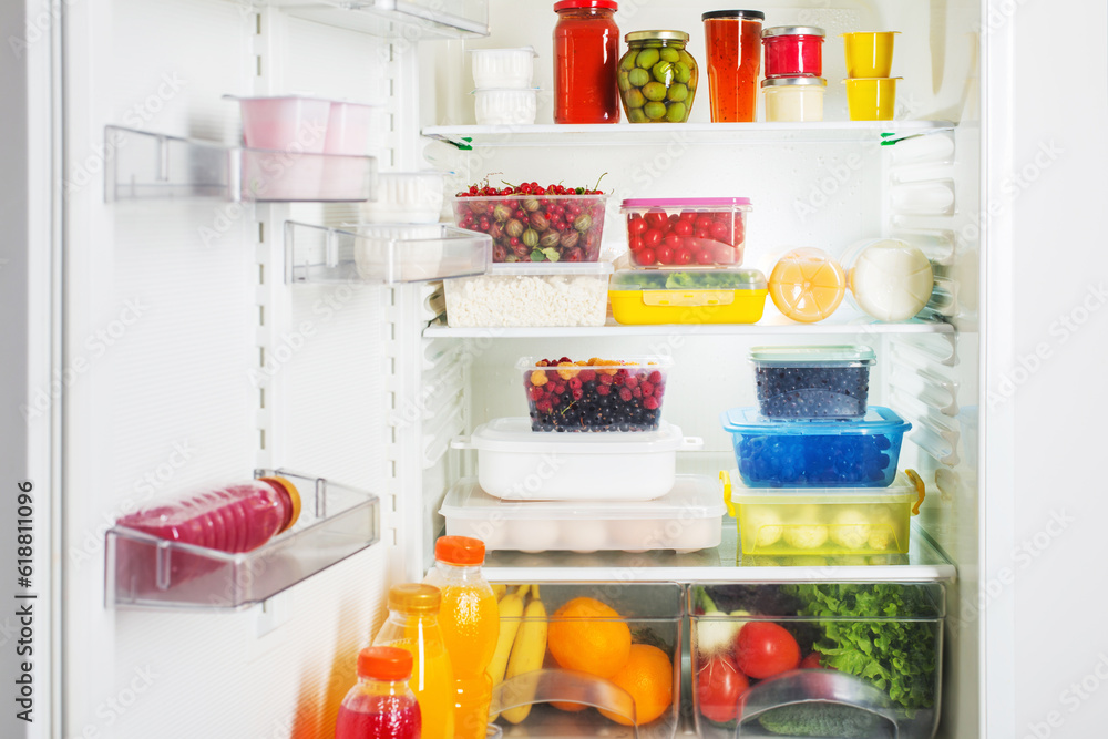 refrigerator with different healthy food refrigerator with different healthy food