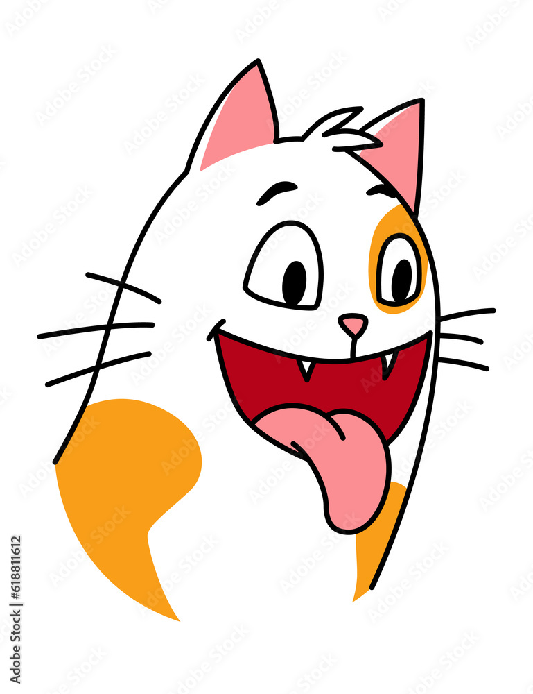 Cat expression. Cartoon pet with cute emotion, creative emoji of home animal. illustration of funny mood of cat with big eyes Cat expression. Cartoon pet with cute emotion, creative emoji of home animal. illustration of funny mood of cat with big eyes