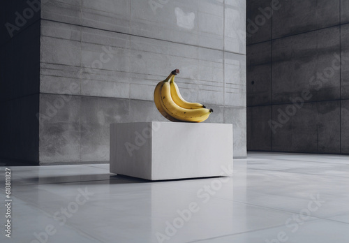 banans on grey stand photo
