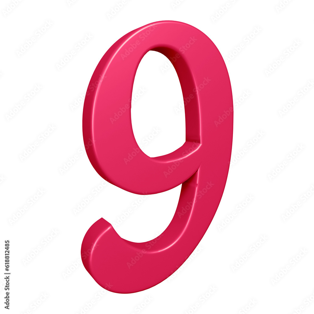 3d pink number 9 design for math, business and education concept 3d pink number 9 design for math, business and education concept