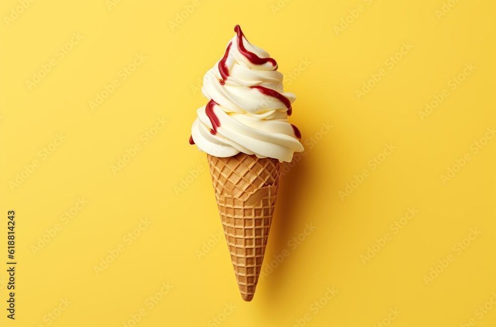 ice cream cone minimal color background isolated Generative AI ice cream cone minimal color background isolated Generative AI