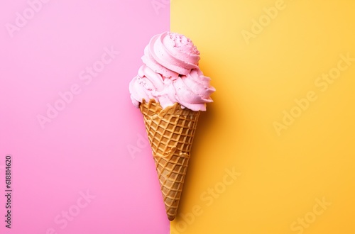 ice cream cone minimal color background isolated Generative AI