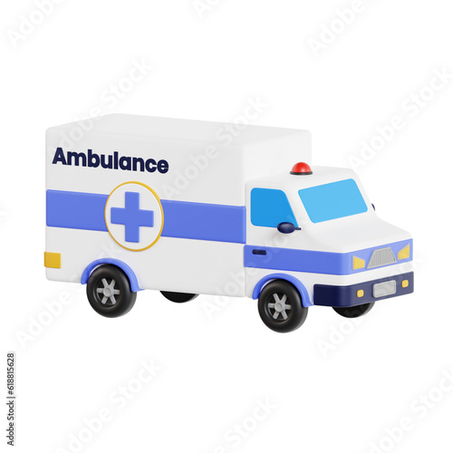 3d Ambulance. icon isolated on white background. 3d rendering illustration