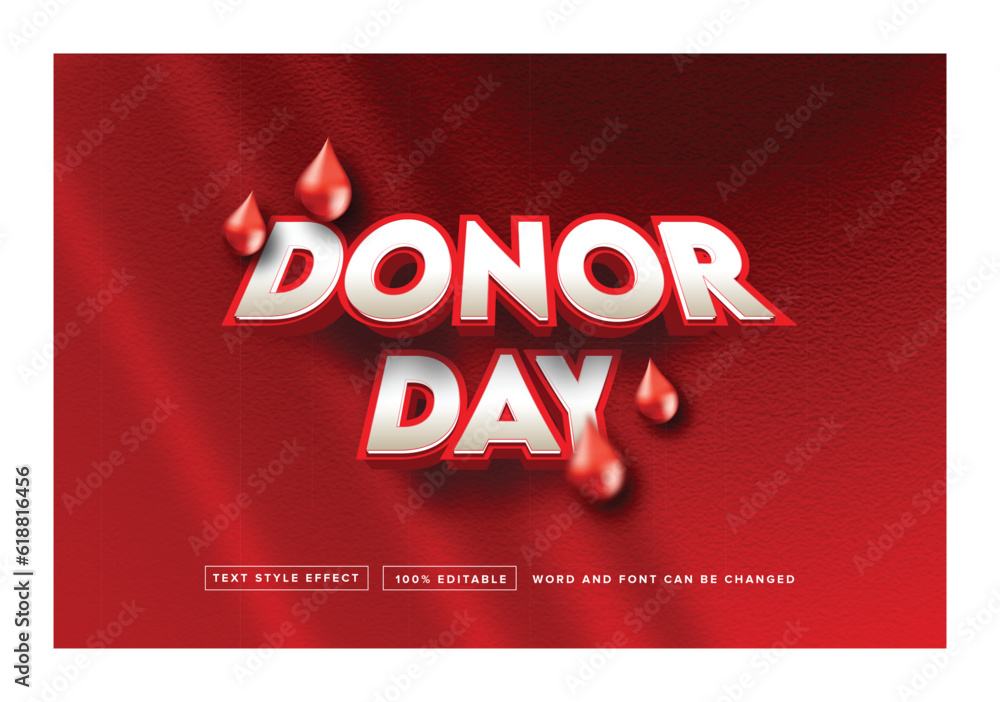 Red Donor with blood text style effect editable