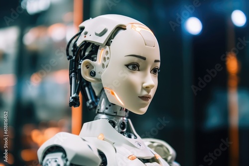 Menschlicher Roboter mechanische Technologie mit künstlicher Intelligenz © Sascha