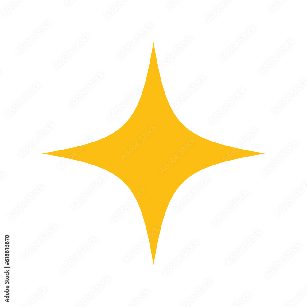 Yellow four pointed star icon isolated on white background, flat golden star shape for apps and websites. Vector illustration Yellow four pointed star icon isolated on white background, flat golden star shape for apps and websites. Vector illustration