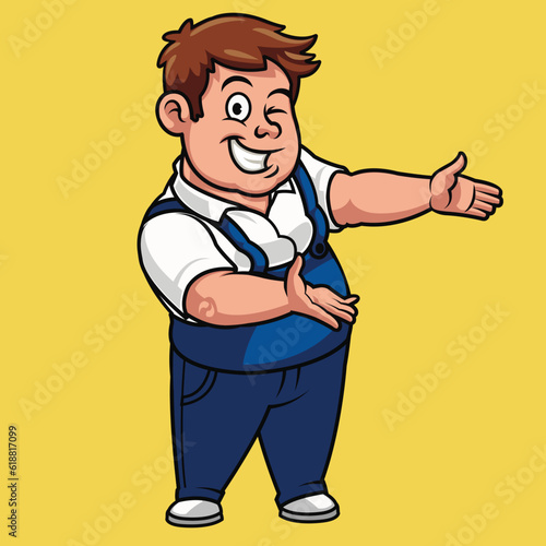 Chubby Handyman Cartoon Mascot