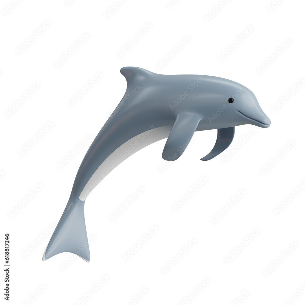 Obraz premium 3d Dolphin. icon isolated on white background. 3d rendering illustration