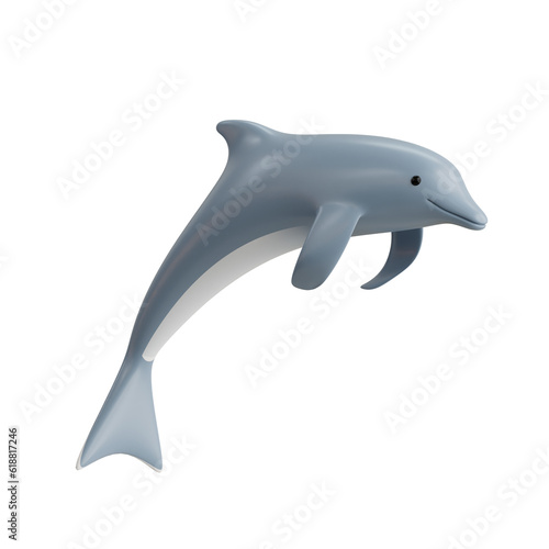 3d Dolphin. icon isolated on white background. 3d rendering illustration