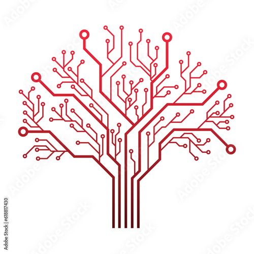 Circuit Board Tree Vector Icon