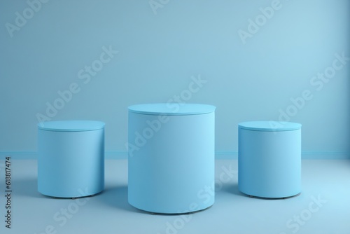 blue cylinder podium pedestal product display platform for product placement background