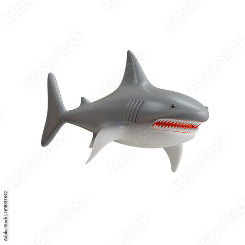 3d Shark. icon isolated on white background. 3d rendering illustration
