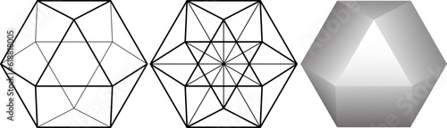 outline silhouette cuboctahedron set