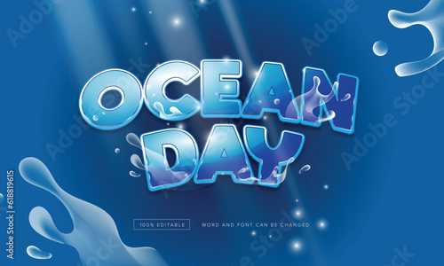 World ocean day text effect editable 
