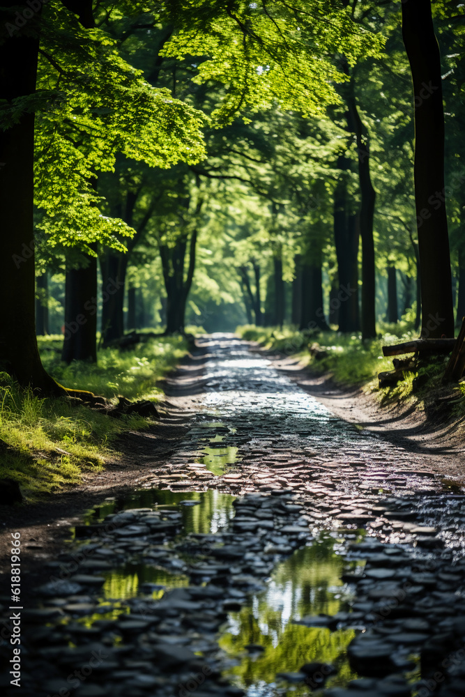 Summer, The sun shines brightly, Forest path. AI generative Summer, The sun shines brightly, Forest path. AI generative