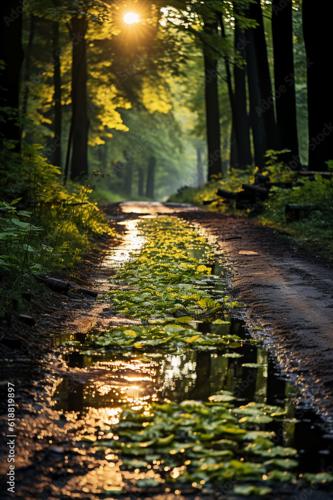 Summer, The sun shines brightly, Forest path. AI generative Summer, The sun shines brightly, Forest path. AI generative