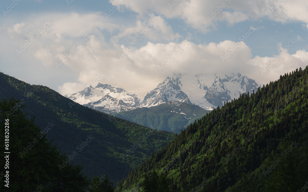 Natural landscape of mountain and hills, in Georgia