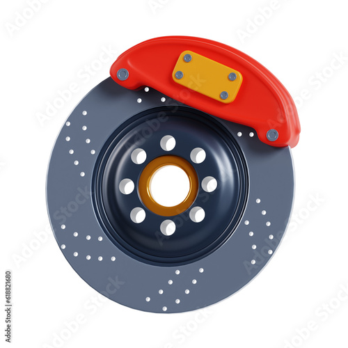 3D Disc Brake. icon isolated on white background. 3d rendering illustration
