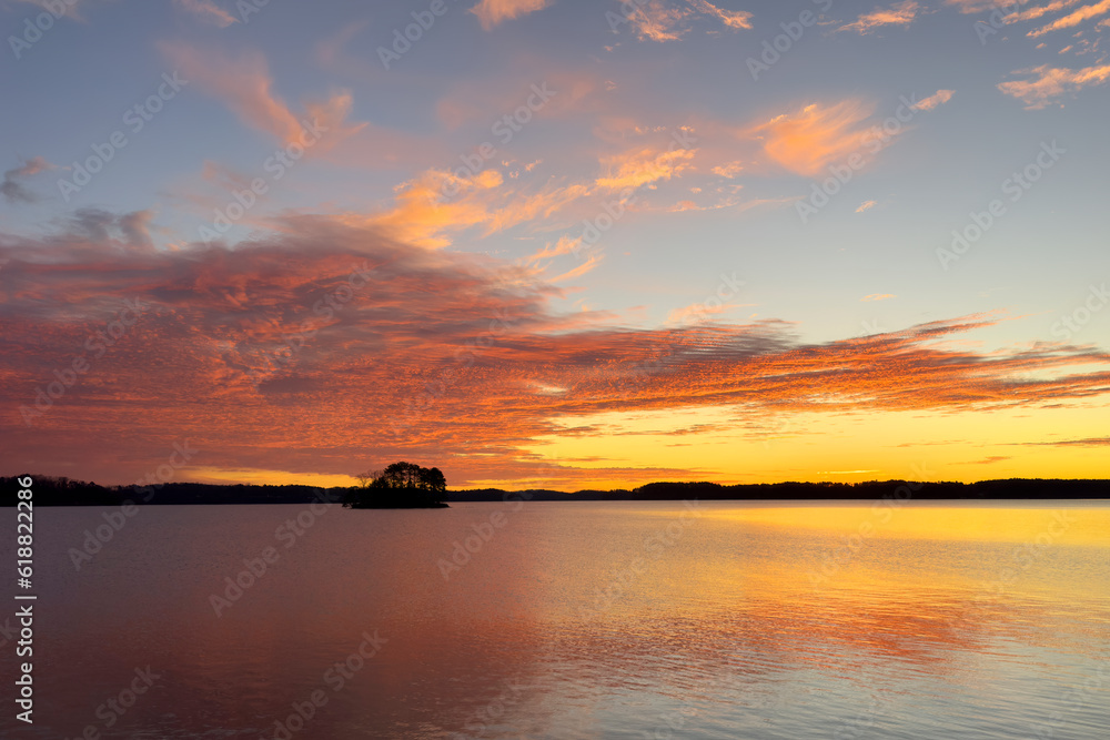 This sunrise was taken from West Bank Park at Lake Lanier.  The cloudbank was position just to the left of the actual sunrise on the right side of the picture. .