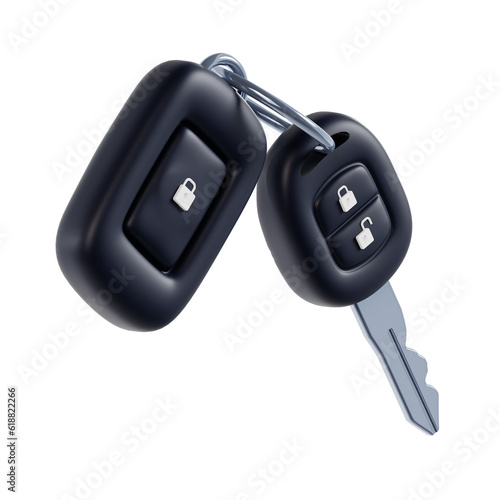 3D Car Key. icon isolated on white background. 3d rendering illustration