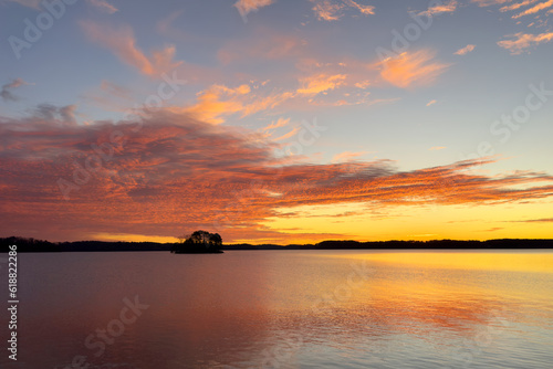 This sunrise was taken from West Bank Park at Lake Lanier. The cloudbank was position just to the left of the actual sunrise on the right side of the picture. .