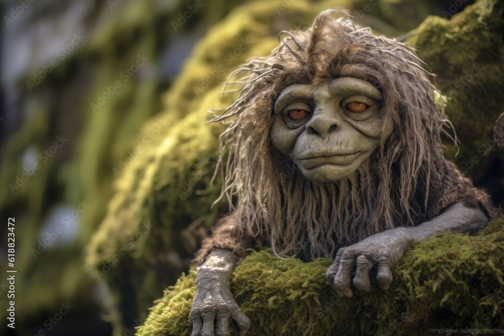 Obraz premium Troll creature in green magic forest