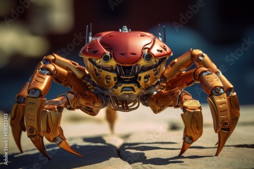 Hi technology bio mechanical body crab creature. Generative AI 2