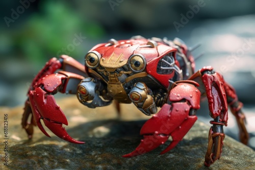 Hi technology bio mechanical body crab creature. Generative AI