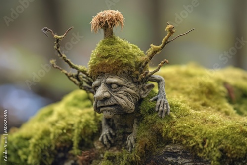 Troll creature in green magic forest