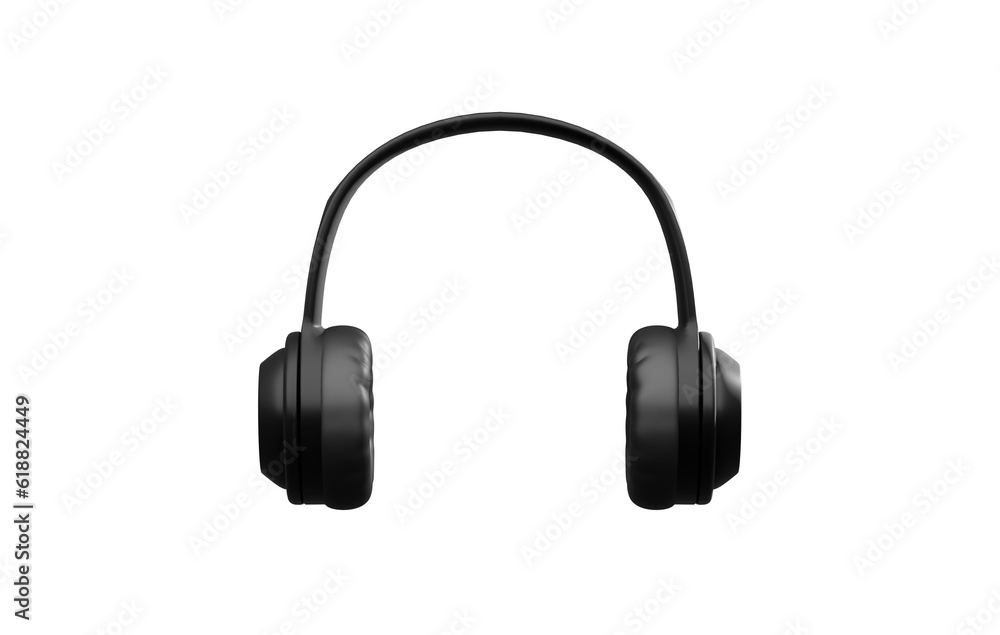 Black headphones isolated on transparent background Black headphones isolated on transparent background