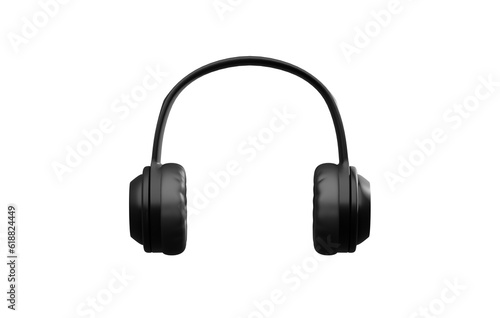 Black headphones isolated on transparent background