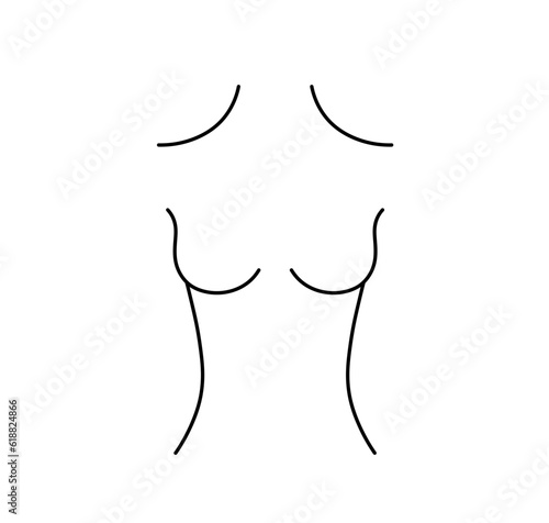 Vector isolated simplest woman body bust line template  colorless black and white contour line easy drawing