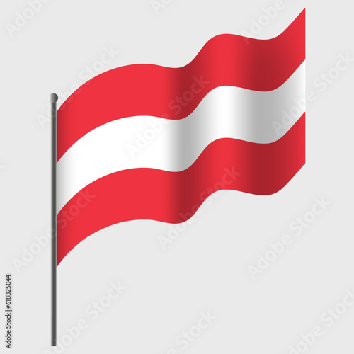 Free Download Waved Austria flag. Austrian flag on flagpole. Vector emblem of Austria. - GFXLoad