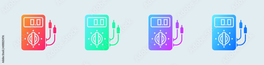 Voltmeter solid icon in gradient colors. Voltgae signs vector illustration.
