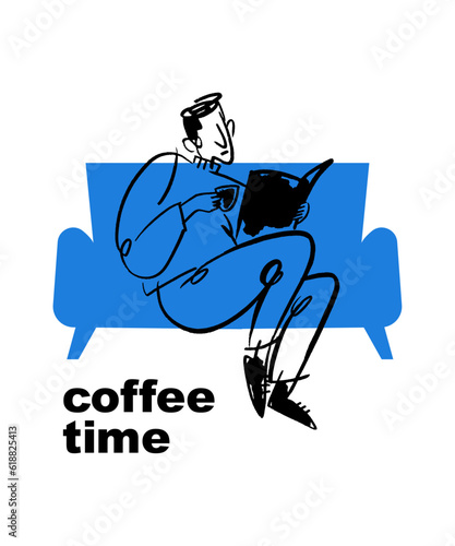 Businessman drinking coffee. business man having coffee break