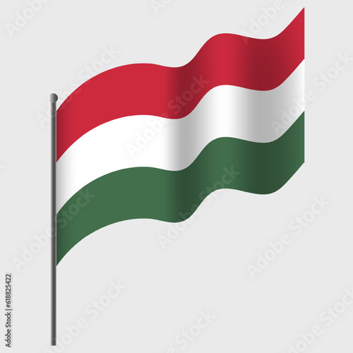 Free Download Waved Hungary flag. Hungarian flag on flagpole. Vector emblem of Hungary - GFXLoad