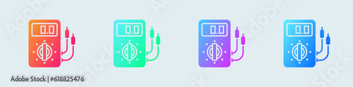 Voltmeter solid icon in gradient colors. Voltgae signs vector illustration.