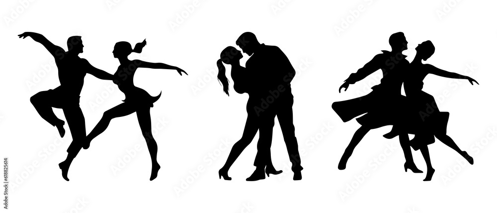 Couple dancing silhouette black filled vector Illustration Couple dancing silhouette black filled vector Illustration