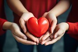 Health and Wellness for Families: Hands Holding Heart Concept for Donation, CSR, Charity, and Mental Health Awareness. Generative AI
