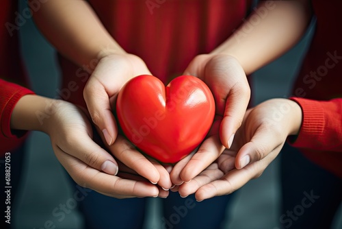 Health and Wellness for Families  Hands Holding Heart Concept for Donation  CSR  Charity  and Mental Health Awareness. Generative AI