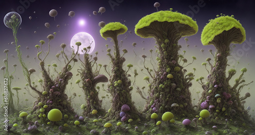 symbiosis between alien plants and fungi in other planet