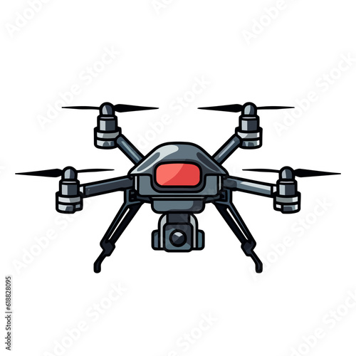 Drone image. Cute image of an isolated quadcopter with camera. Vector illustration. Generated AI