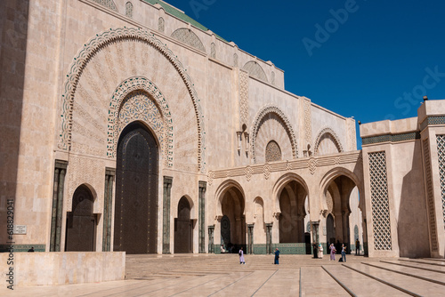 Exterior of the famous Hassan II Mosque at the coast of Casablanca in Morocco © imagoDens